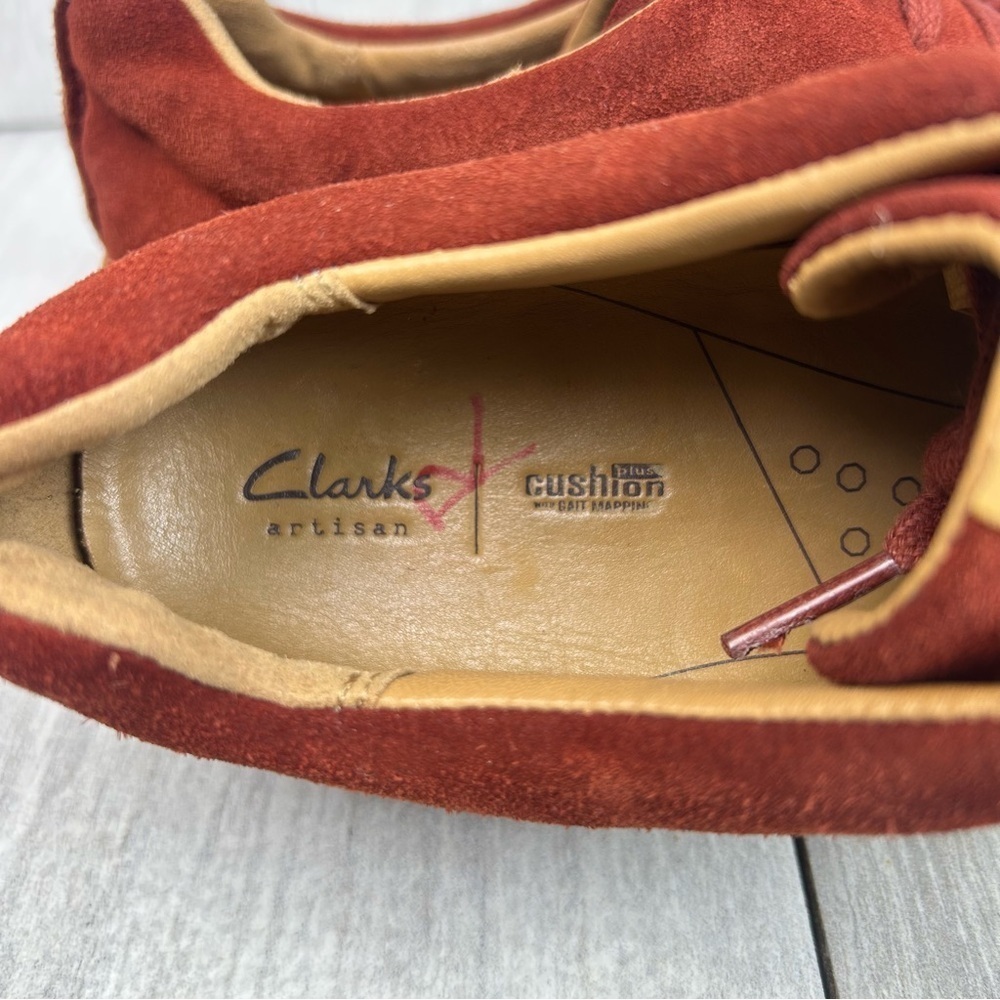 Clarks Amberlee Crest Rust Maroon Suede Classic Sneaker Lace Shoe Womens Size 9 - Picture 10 of 11